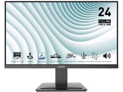 MSI PRO MP243X - Ecran LCD - 24"" (23.8"" visualisable) - 1920 x 1080 Full HD (1080p) @ 100 Hz - IPS - 1000:1 - 1 ms - HDMI, DisplayPort - haut-parleurs 