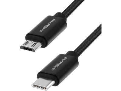 AKASHI C&acirc;ble USB type C vers Micro-USB - Transfert et charge -  1m Noir