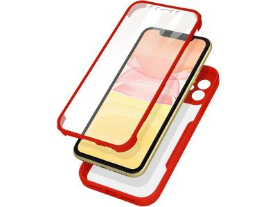 AVIZAR Coque Iphone 11 Dos Plexiglas Avant Polym&egrave;re Coins Renforc&eacute;s Contour Rouge