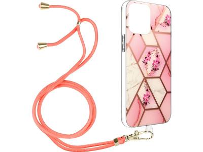 AVIZAR Coque iPhone 11 Pro Motif g&eacute;om&eacute;trique avec Cordon Amovible rose