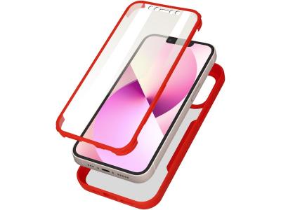AVIZAR Coque 360&deg; pour iPhone 13 Dos Rigide Protection Ecran Souple Coins Renforc&eacute;s Contour rouge 