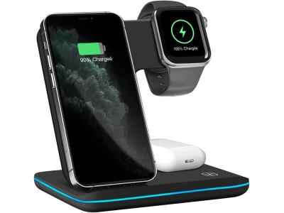 AVIZAR Dock de charge &agrave; induction iphone, apple watch et airpods design vertical noir