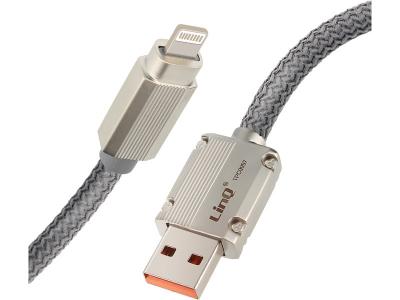 LINQ  C&acirc;ble Usb 3a  Pour Iphone Gaine Renforc&eacute;e 1,2m Gris