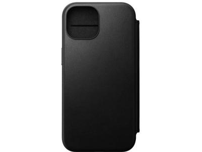 NOMAD Etui Folio pour iPhone 15 Magsafe avec Porte-cartes en Cuir Moderne Noir
