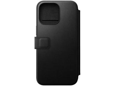 NOMAD Etui Folio pour iPhone 15 Pro Max Magsafe avec Porte-cartes en Cuir Moderne Noir