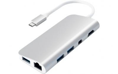 SATECHI  Hub USB-C Multiport USB 3.0 Power Delivery 49W HDMI 4K et Lecteur SD Argent