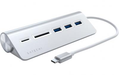 SATECHI  Hub Type-C Aluminium Argent - Hub USB 3.0 et lecteur de cartes