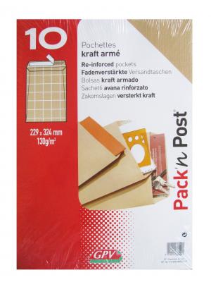  Pochettes kraft arm&eacute; GPV - 130g - format C4 simple - bo&icirc;te de 10