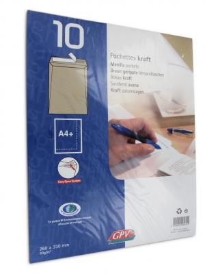 GPV Pochettes 260x330  - kraft brun - auto-adh&eacute;sif - 90g - paquet de 10