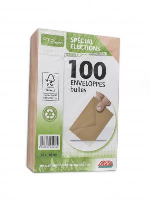 GPV Paquet de 100 enveloppes &eacute;lection recycl&eacute;es bulles 90x140 75 g/m&sup2;