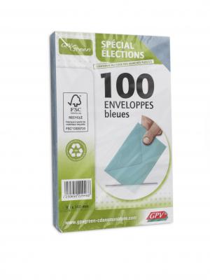 GPV Paquet de 100 enveloppes &eacute;lection recycl&eacute;es bleues 90x140 75 g/m&sup2;
