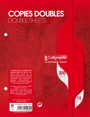 CLAIREFONTAINE Copie Double Blanche 17x22 Seyes 70g Perforee - Sachet De 50