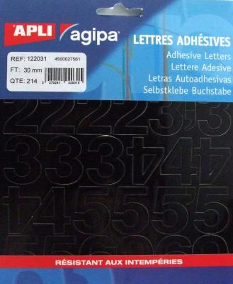 APLI AGIPA Chiffres et symboles autocollant 30 x 22 mm noir - 