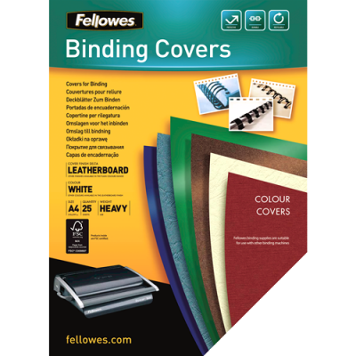 Pack de 25 Couvertures de reliure Fellowes Delta Grain Cuir Blanc