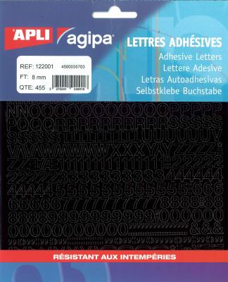 APLI AGIPA Alphabet, chiffres et symboles autocollant 8 x 8 mm noir - 