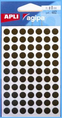 AGIPA APLI- 111837 Pastille Adh&eacute;sive 8mm Pochette Lot de 462, Noir