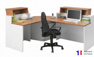 Gautier - Banque d'accueil d'angle pour personne &agrave; mobilit&eacute; r&eacute;duite l 83 x h 74 cm - Sunday - ch&ecirc;ne clair