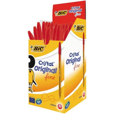 BIC Bo&icirc;te de 50 Stylos Billes  Cristal Fine Rouge