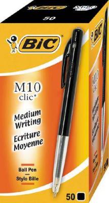 BIC Stylos &agrave; bille -  - M10 clic - Lot de 50 - Pointe fine 04 mm - Noir