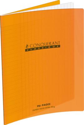 CONQURANT SEPT Conqu&eacute;rant Cahier Grands carreaux Sey&egrave;s 96 pages 24 x 32 cm Orange