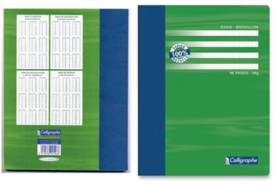 CLAIREFONTAINE Cahier piqu&eacute; brouillon 17x22 48p s&eacute;y&egrave;s 56g 100% recycl&eacute;