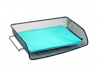 Corbeille &agrave; courrier Alba - ouverture grand c&ocirc;t&eacute; - m&eacute;tal Mesh noir