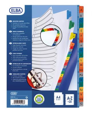 ELBA  Intercalaire En Carton Mylar, A-Z, Sans "St" Et "Sch",