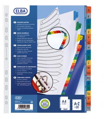 ELBA Intercalaires alphab&eacute;tique  - carte 170 g - A4+ - 20 positions