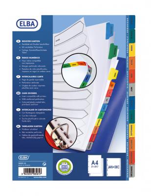 ELBA   intercalaires mensuels, en carton mylar, en couleur noir