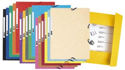 EXACOMPTA Chemise 3 rabats a elastique + etiquette 5/10 assorties - Lot de 10