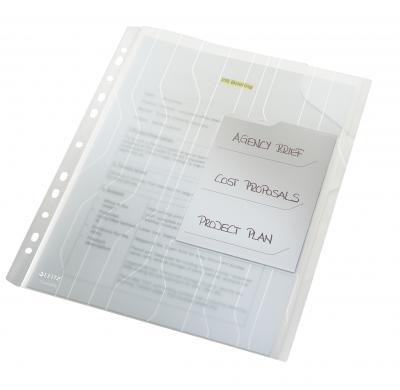 LEITZ  47290003 sachet de 3 chemises &agrave; onglets a4 transparent grain&eacute;