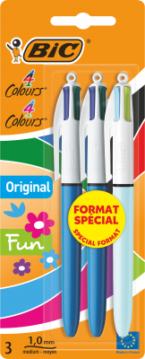 BIC Lot de 3 stylos bille r&eacute;tractables pointe moyenne 2 originals + 1 fun