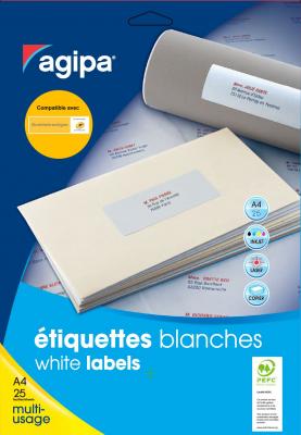 AGIPA  - Etiquette Adresse Coin Rond 63,5x38,1 - Pochette De 20f