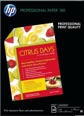 HP 50 feuilles Papier Jet d'encre Professionnel  - 180 gr - A4 210 x 297 mm - finition : glac&eacute;