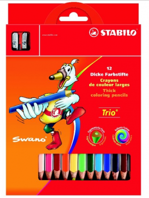 STABILO Set de 12 crayons larges  Trio thick Mod&egrave;le al&eacute;atoire