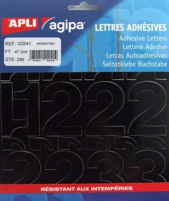 APLI AGIPA Chiffres et symboles autocollant 47 x 31 mm noir - 