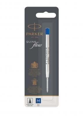 PARKER  recharge bille Quinkflow, pointe moyenne, bleue, blister X 1