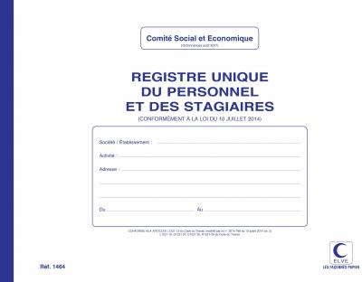  Registre unique du personnel et des stagiaires - ELVE - A4 - 52 pages
