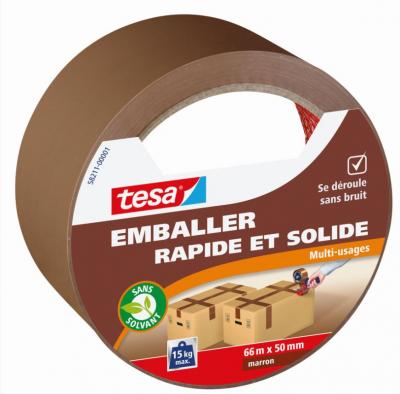 TESA  Ruban adh&eacute;sif d'emballage Rapide et Solide - 66m x 50mm - Marron