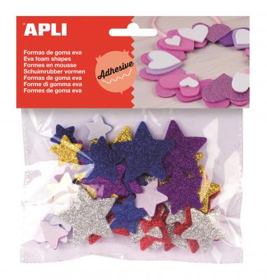 APLI  Sachet de 50 &eacute;toiles En mousse - Adh&eacute;sive &agrave; paillettes