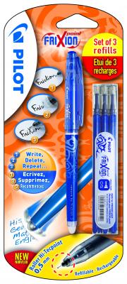 PILOT Stylo Roller Effa&ccedil;able Frixion Point Bleu + 3 Rech  Pen - Le Stylo