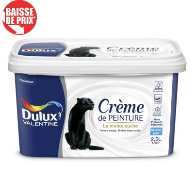VALENTINE Cr&egrave;me de peinture monocouche Dulux  2,5L blanc mat