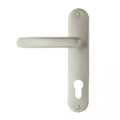 Ensemble poign&eacute;e de porte avec plaque per&ccedil;age cl&eacute; l, alu argent