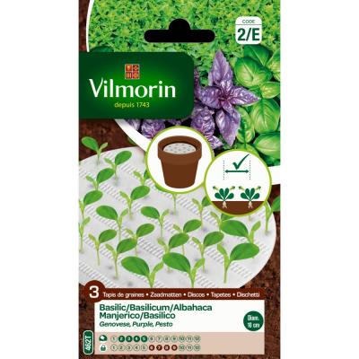 VILMORIN Tapis trio de basilic 3x10cm grand vert, pesto, pourpre