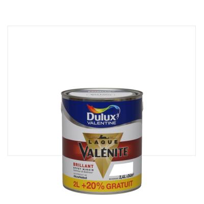 DULUX VALENTINE Peinture laque Glyc&eacute;ro - Satin - Blanc - 2L + 20% gratuit