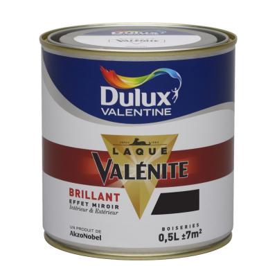DULUX VALENTINE Peinture Laque Val&eacute;nite Brillant Noir 0,5 l  Noir