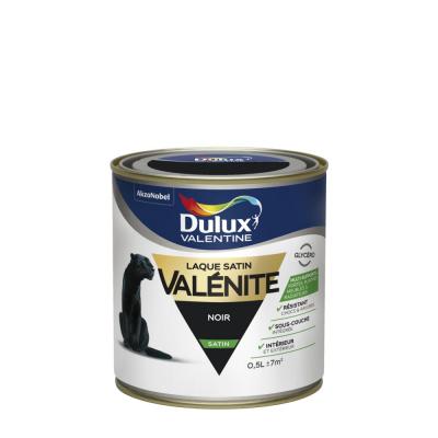 DULUX VALENTINE Peinture laque pour boiseries Val&eacute;nite  satin noir 0 5L