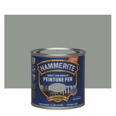 HAMMERITE Peinture fer  Direct sur Rouille Brillant Gris Nuage 0,25L 