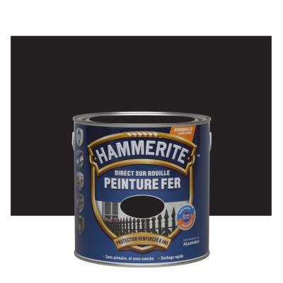 HAMMERITE Peinture m&eacute;tal direct sur rouille  satin noir 250ml