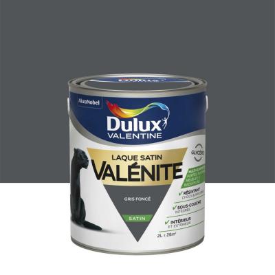 DULUX VALENTINE Laque boiseries et m&eacute;tal Val&eacute;nite  satin gris fonc&eacute; 2L